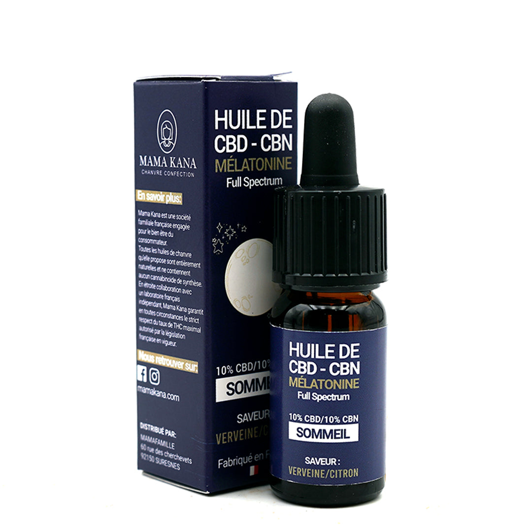 Huile de CBD 10% + CBN 10%+ Mélatonine | Sommeil 🌒