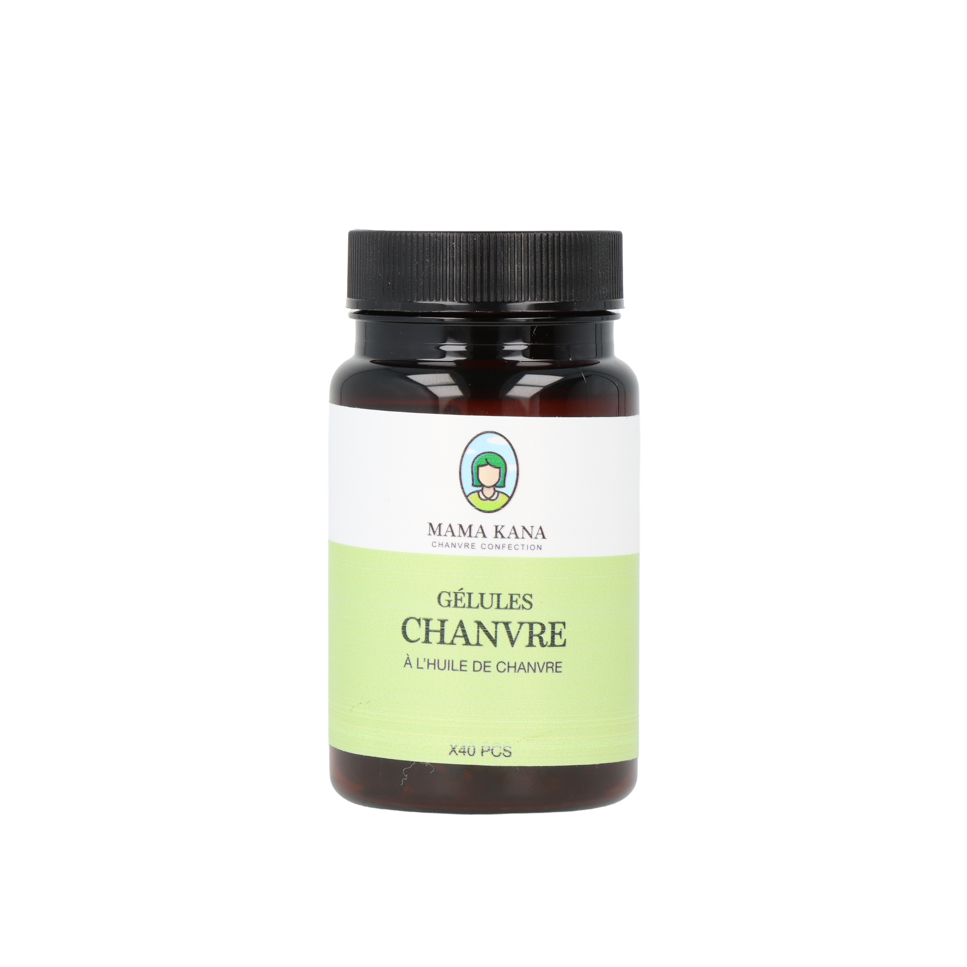 Gélules chanvre – Huile de Chanvre sur un fond blanc