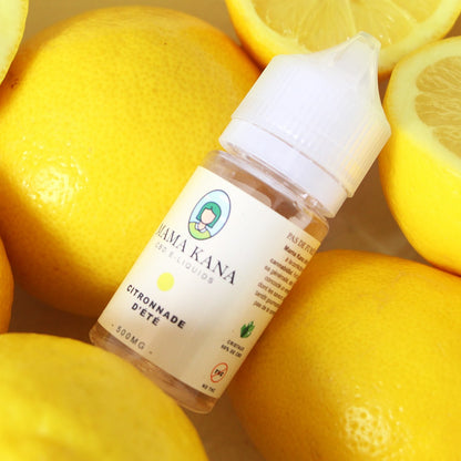 Summer lemonade Mama brings you its CBD e-liquid with a lemony effect, ideal for enjoying your electronic cigarette in the sunshine on summer days. Mama Kana's tangy version is sure to give you a change of scenery. 